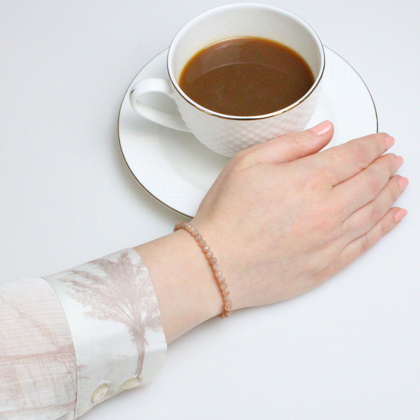 Echtes Sonnenstein Edelstein Armband 4mm facettiert mit Lebensbaum
