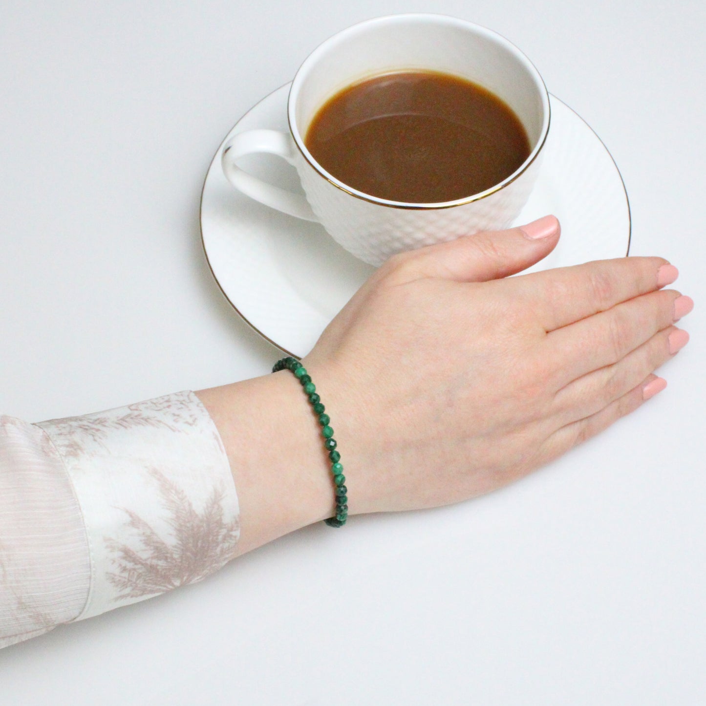 Echtes Malachit Edelstein Armband 4mm facettiert mit Lebensbaum