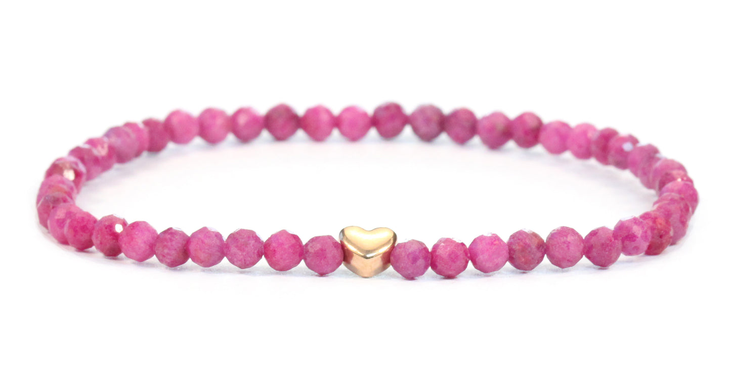 Rubin Edelstein Armband 4mm mit Herz