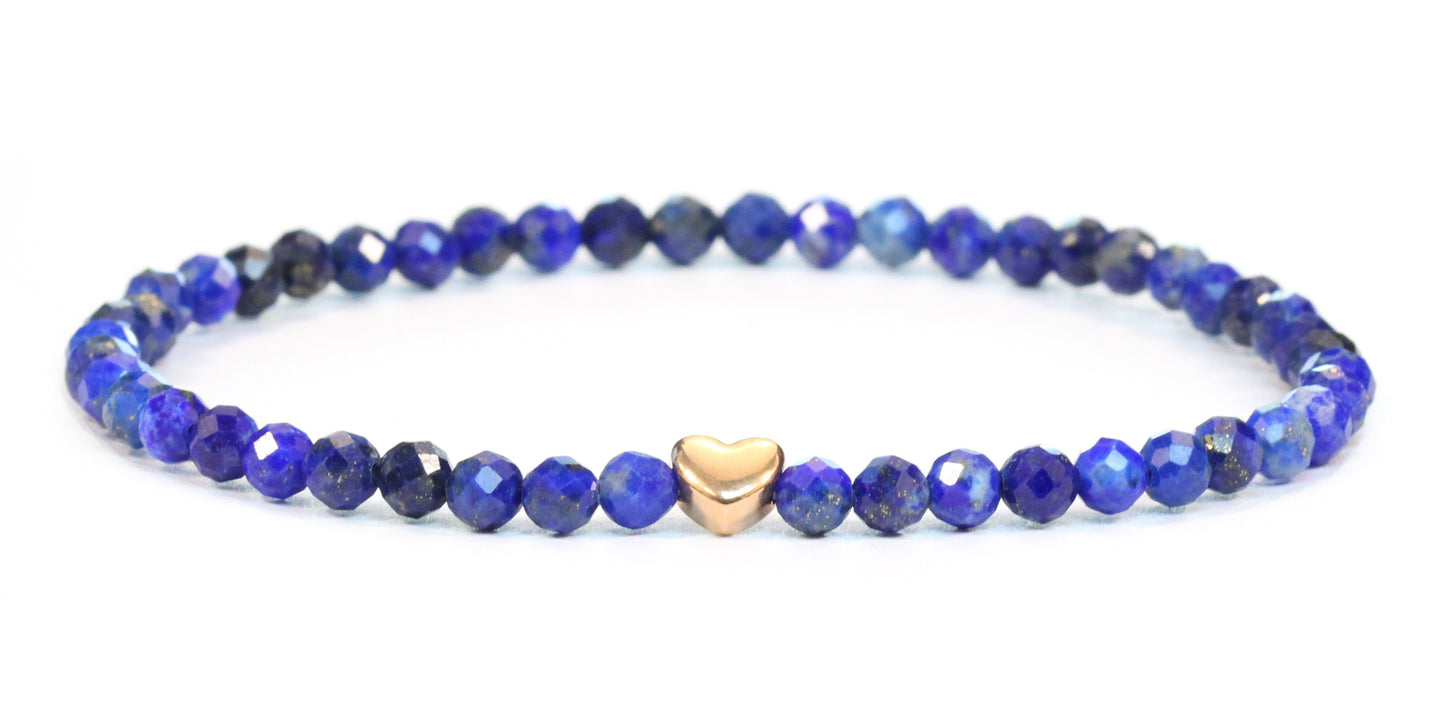 Lapislazuli Edelstein Armband 4mm facettiert mit Herz