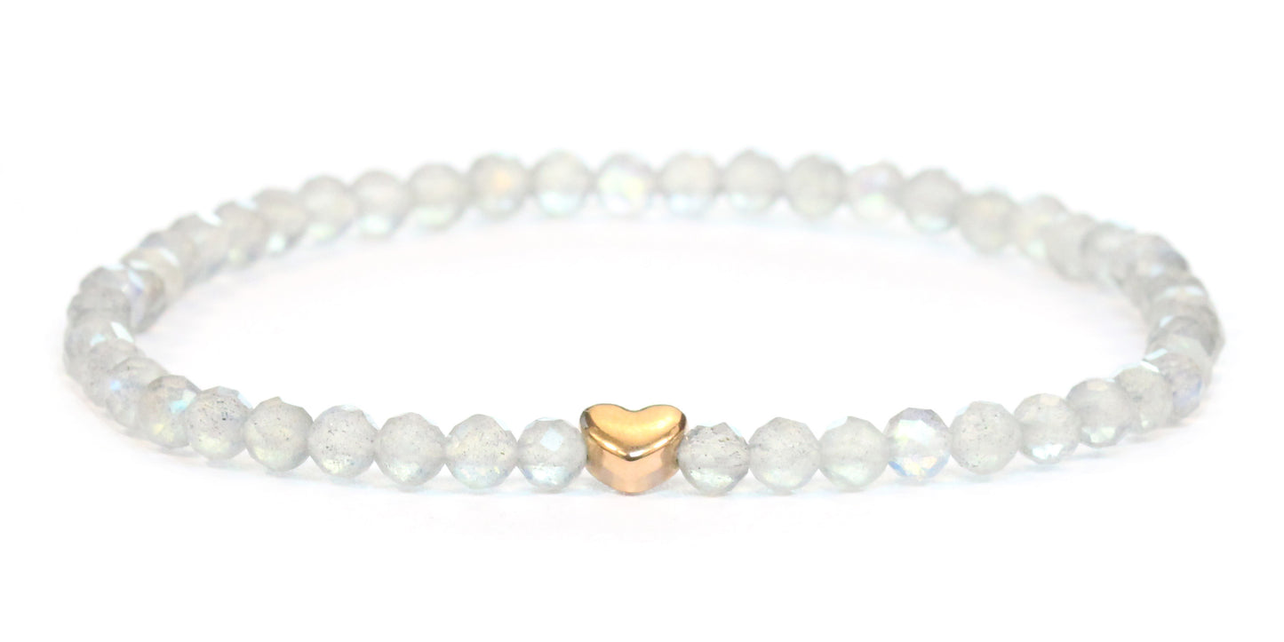 Labradorit Edelstein Armband 4mm facettiert mit Herz