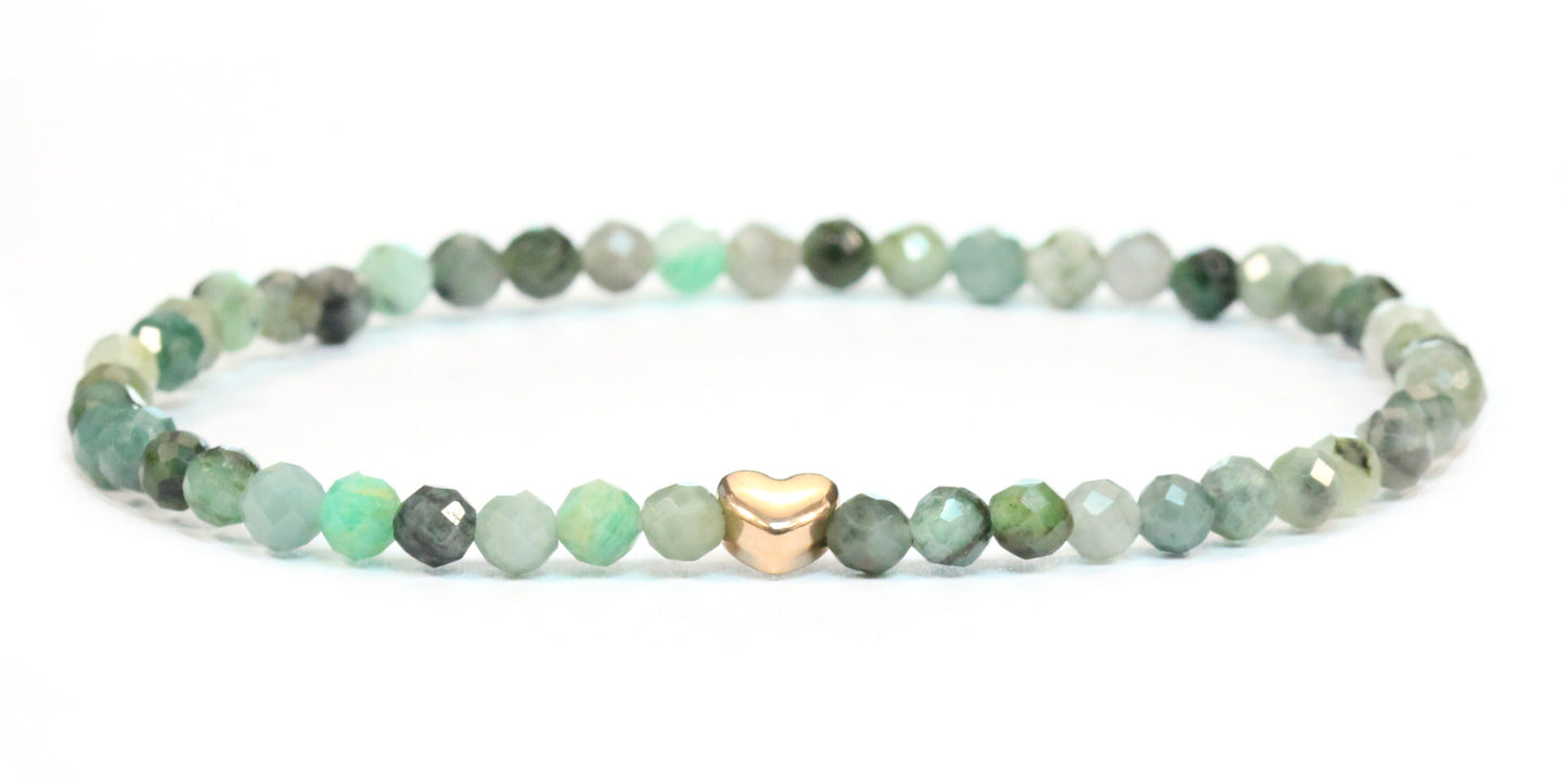 Smaragd Edelstein Armband 4mm facettiert mit Herz