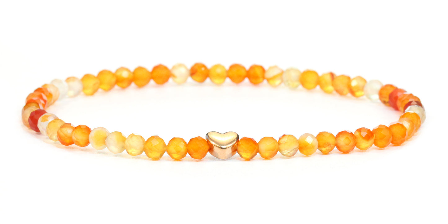 Karneol Edelstein Armband 4mm facettiert mit Herz
