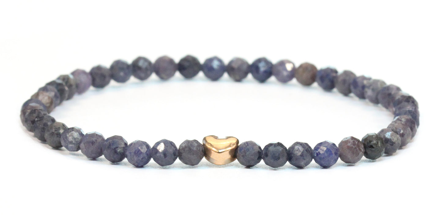 Saphir Edelstein Armband 4mm facettiert mit Herz