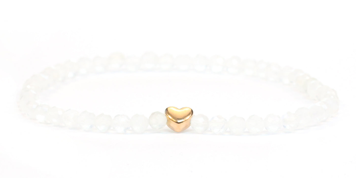 Mondstein Edelstein Armband 4mm mit Herz