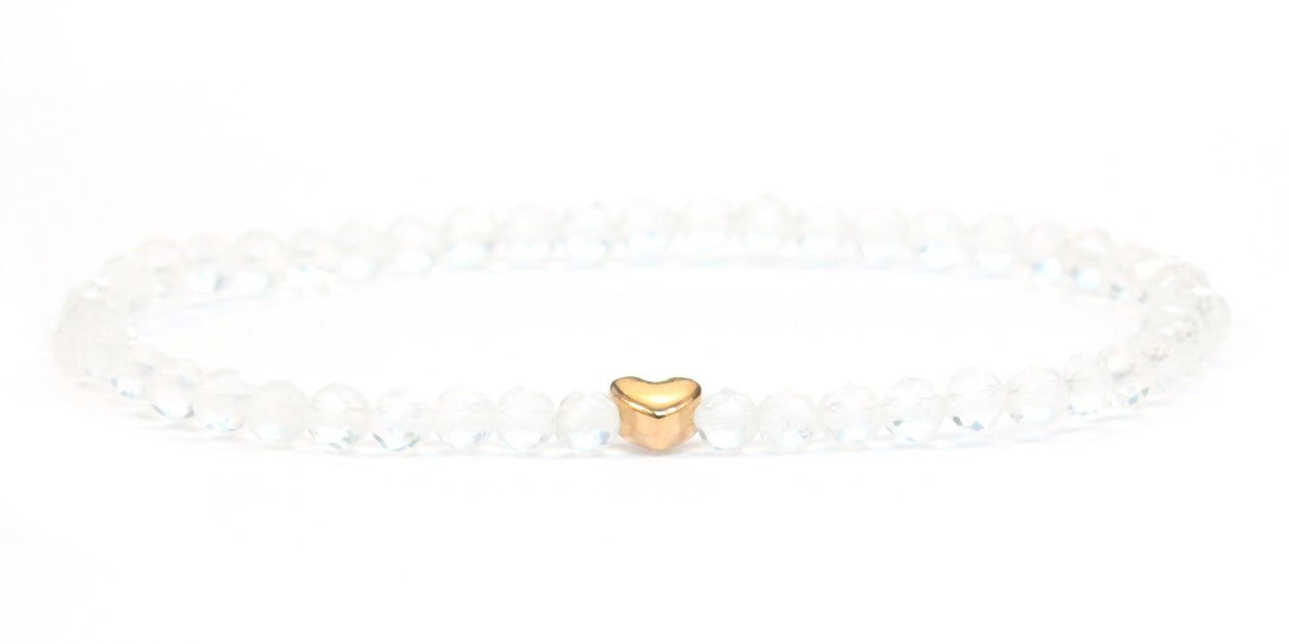 Bergkristall Edelstein Armband 4mm facettiert mit Herz