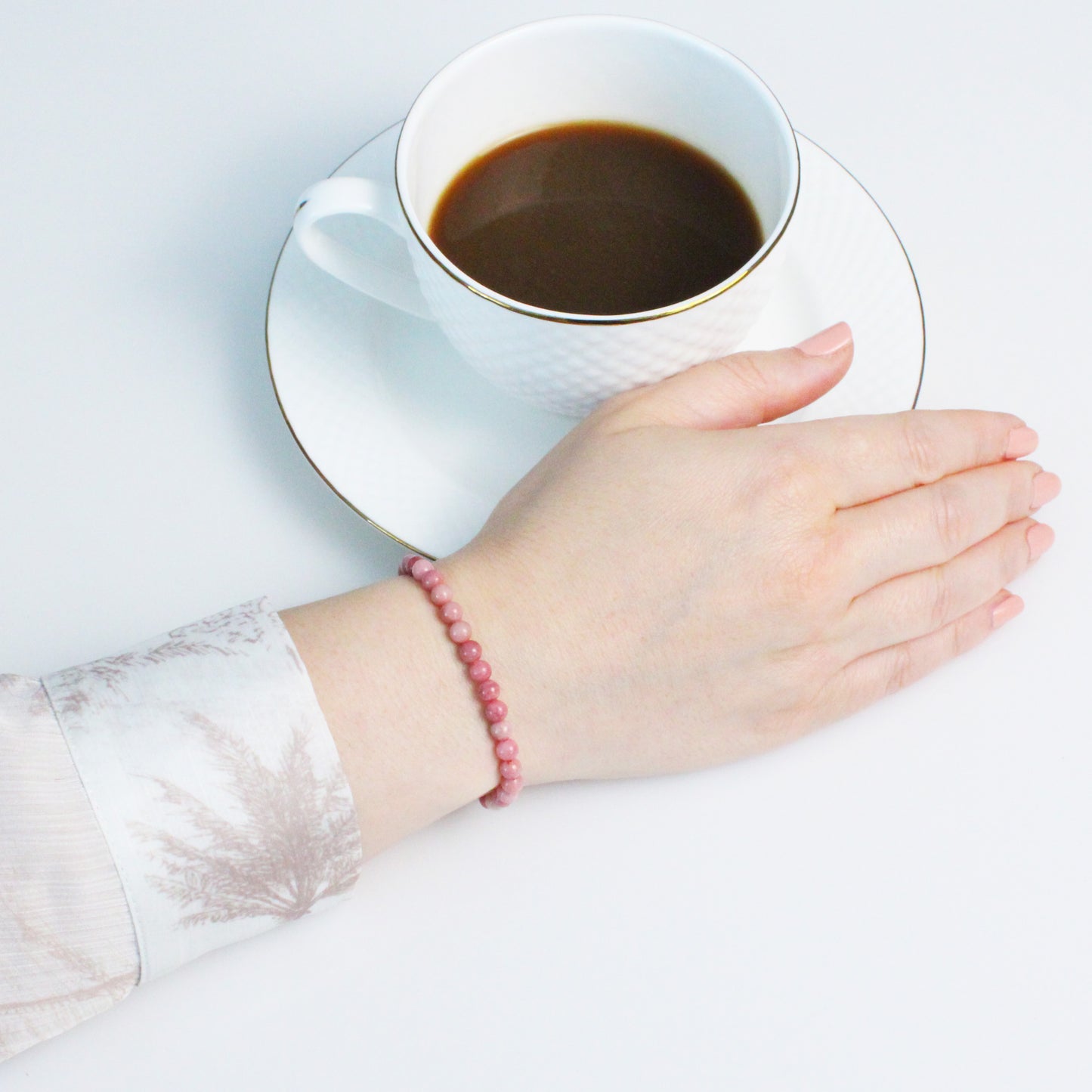 Echtes Rhodonit Edelstein Armband 4mm
