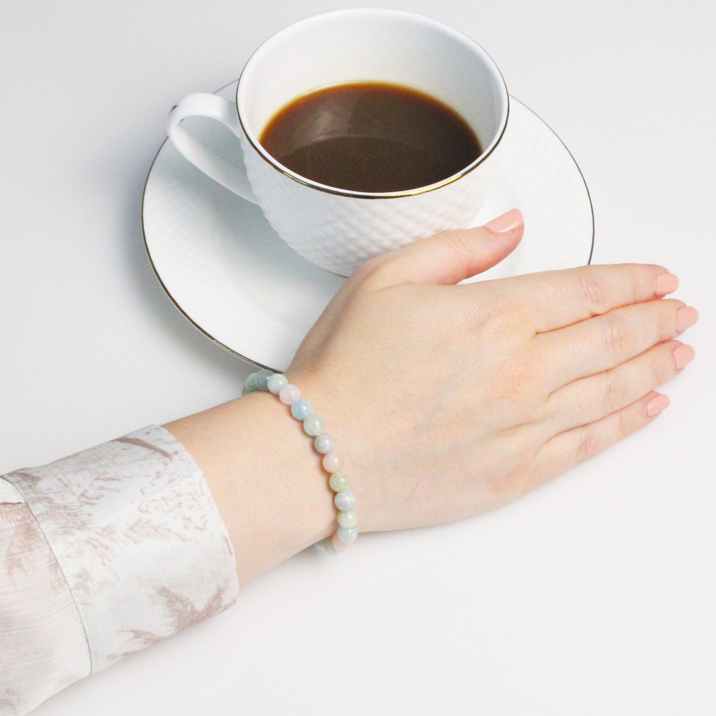 Echtes Morganit Edelstein Armband 6mm