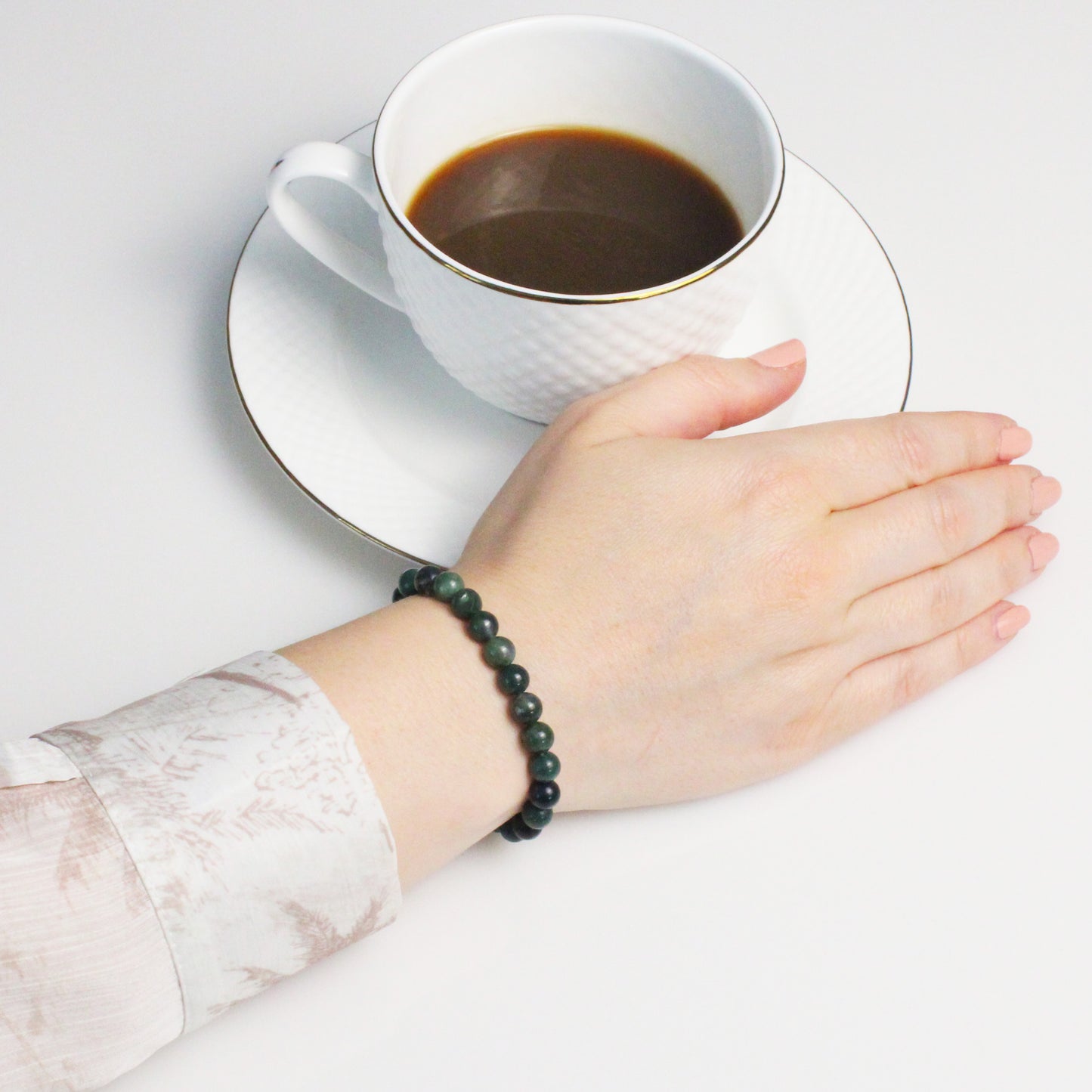 Echtes Moosachat Edelstein Armband 6mm