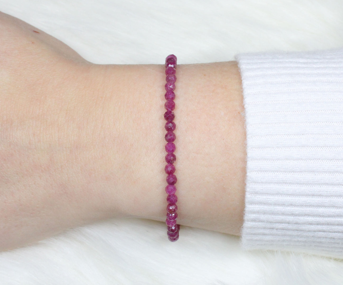 Rubin Edelstein Armband 3mm facettiert