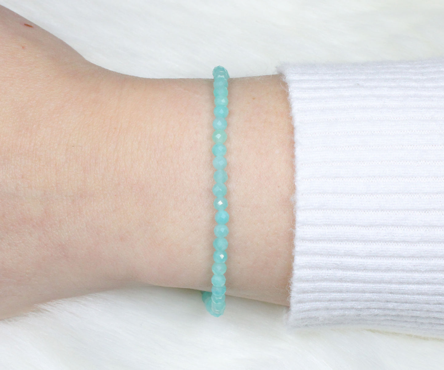 Amazonit Edelstein Armband 3mm facettiert