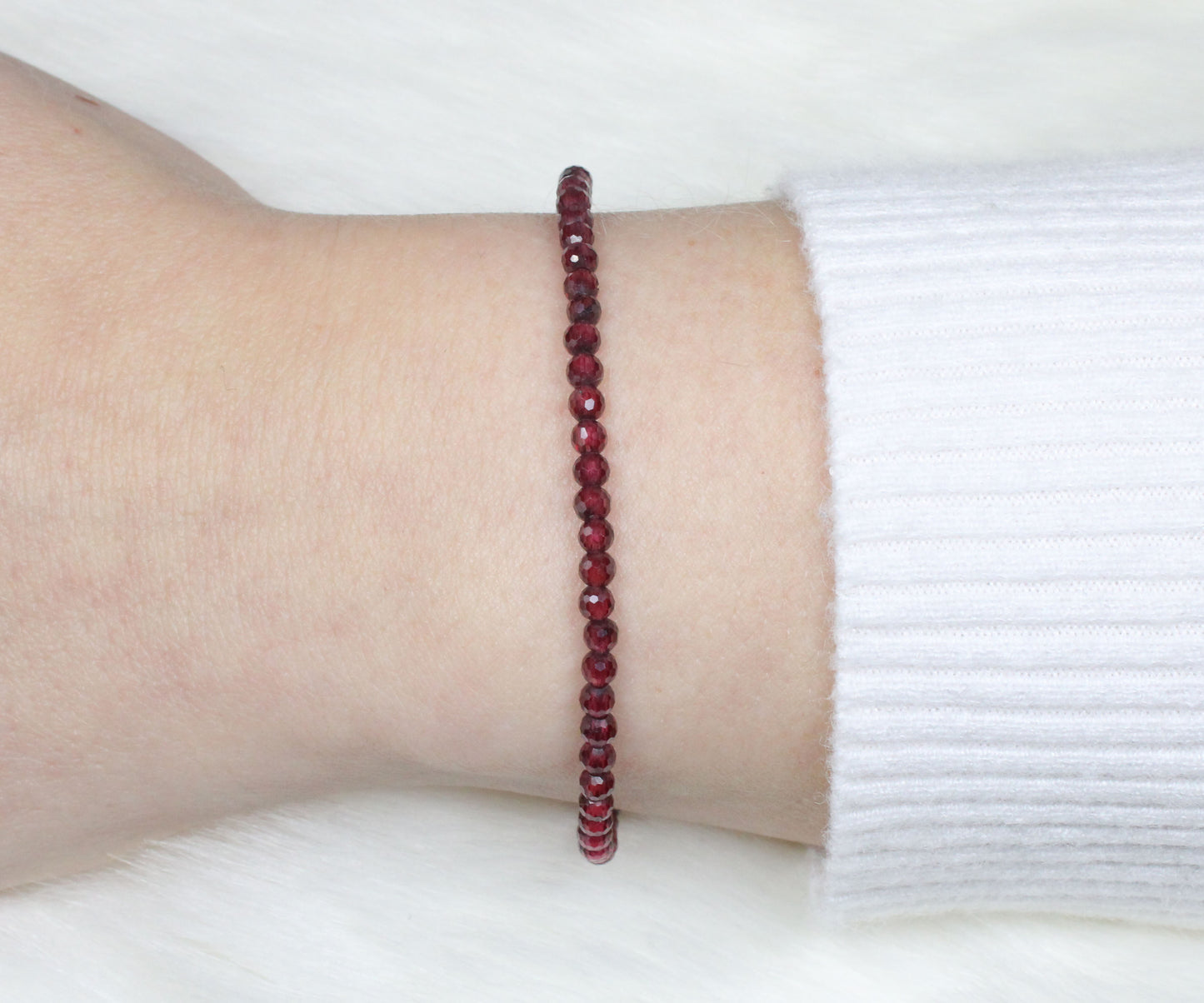 Granat Edelstein Armband 3mm facettiert
