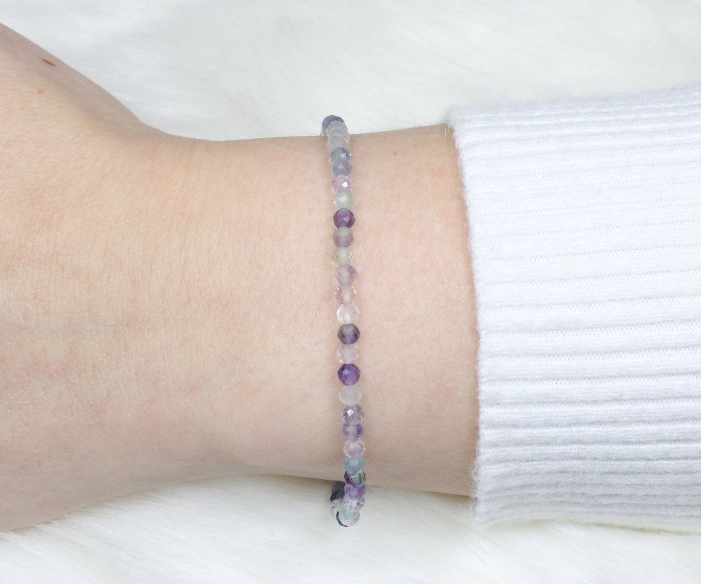 Regenbogenfluorit Edelstein Armband 3mm facettiert