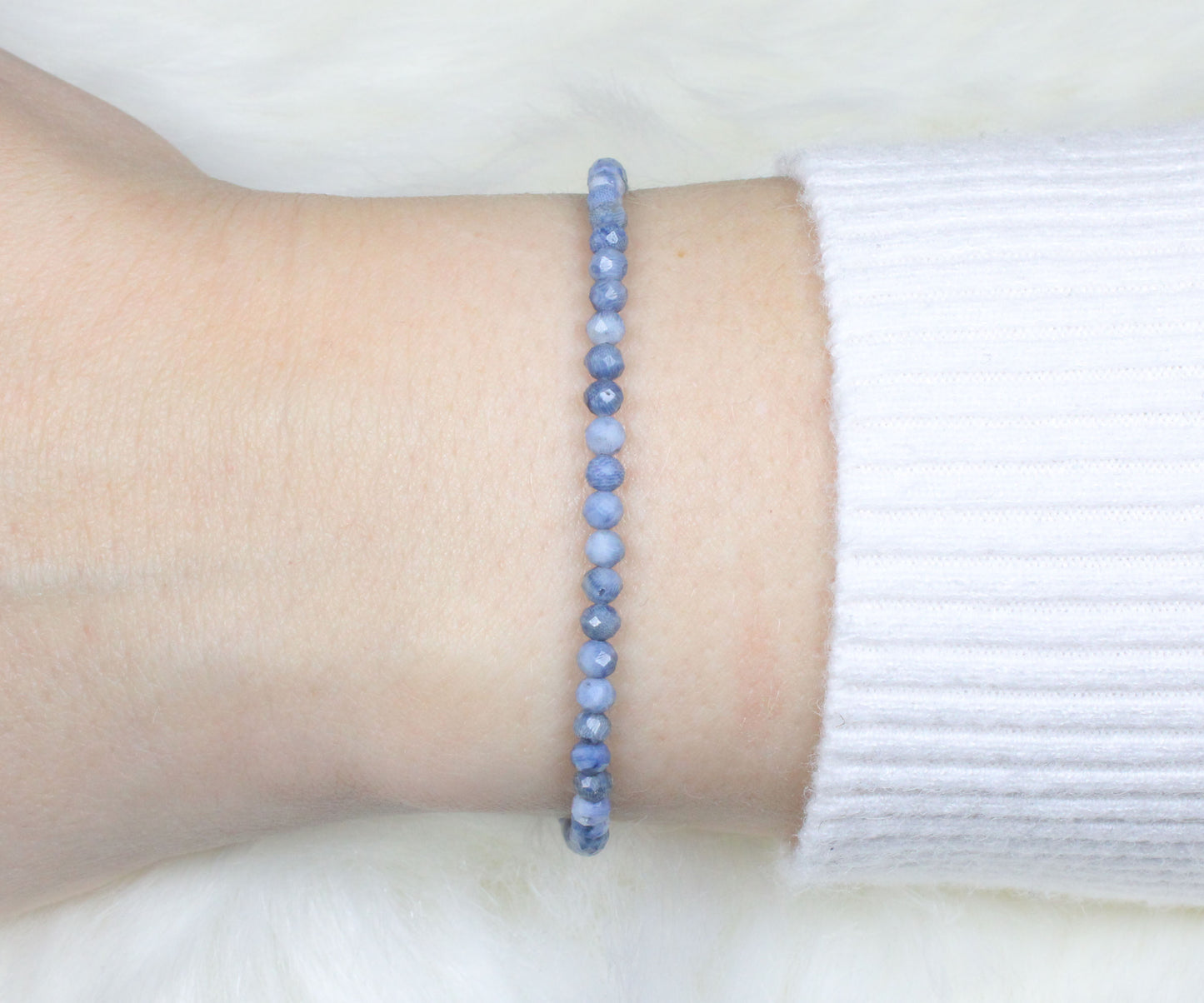 Blaue Koralle Edelstein Armband 3mm facettiert