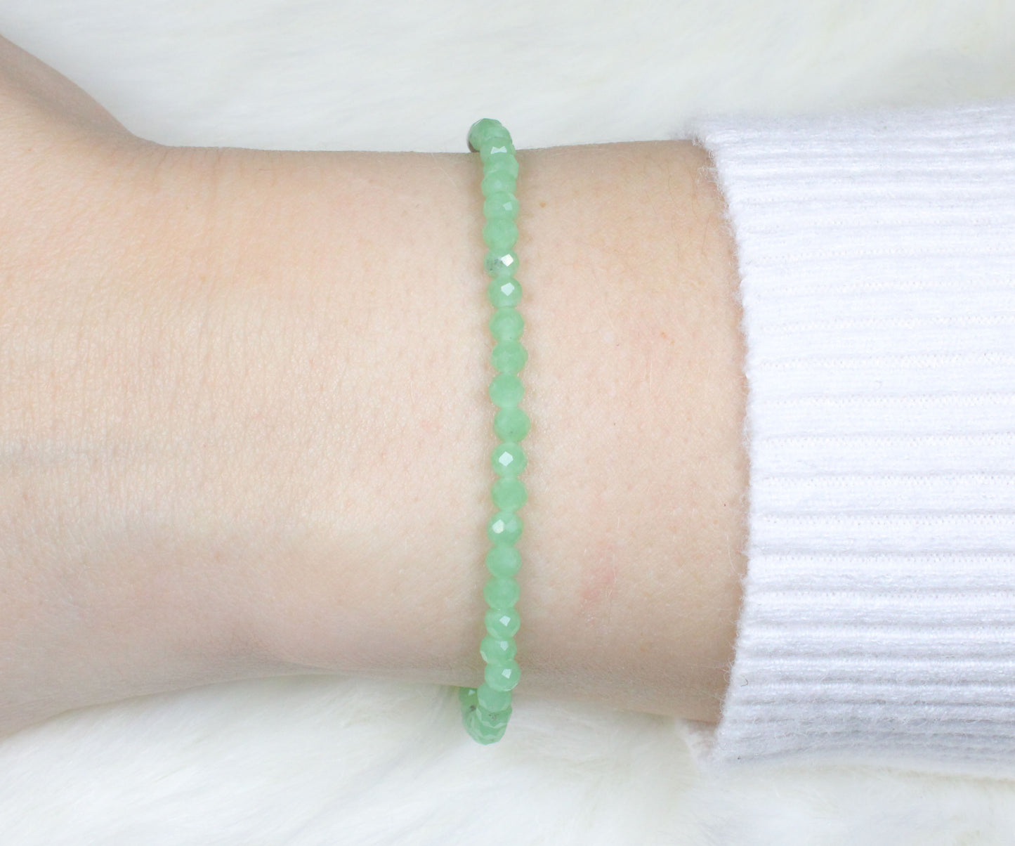 Grüner Angelit Edelstein Armband 3mm facettiert