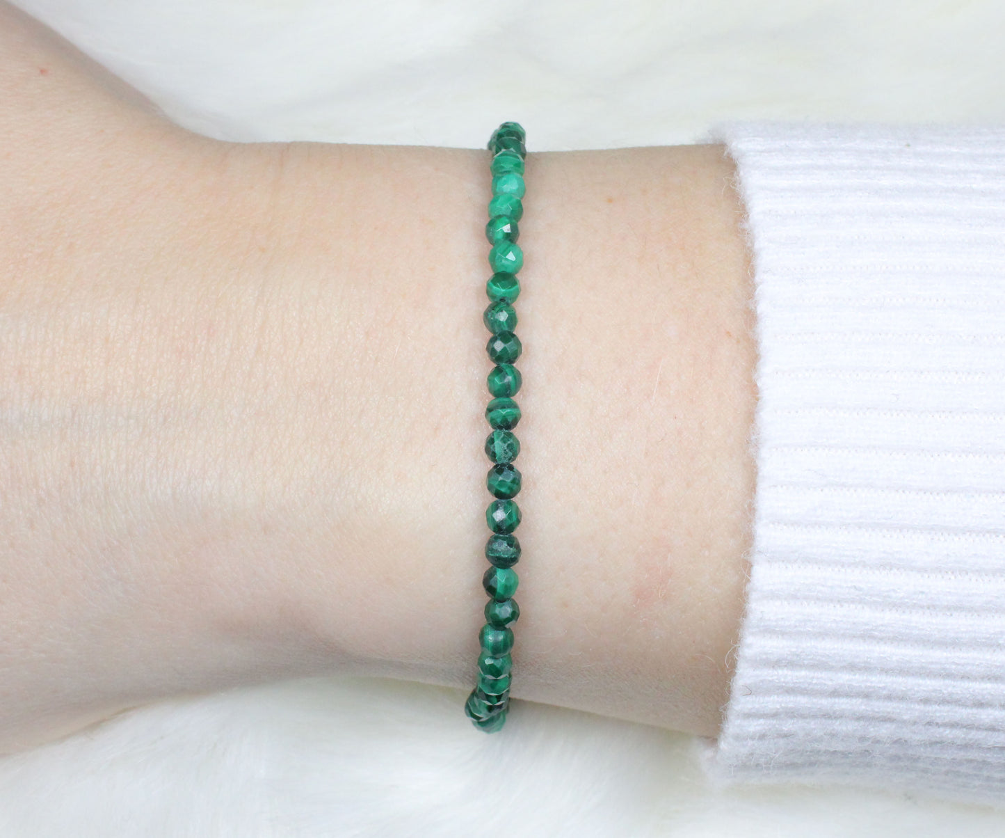 Malachit Edelstein Armband 3mm facettiert