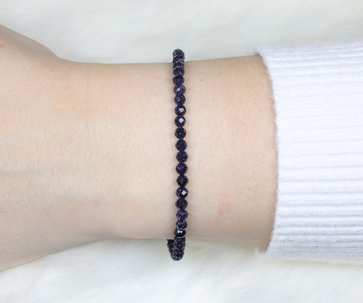 Blaufluss Edelstein Armband 3mm facettiert