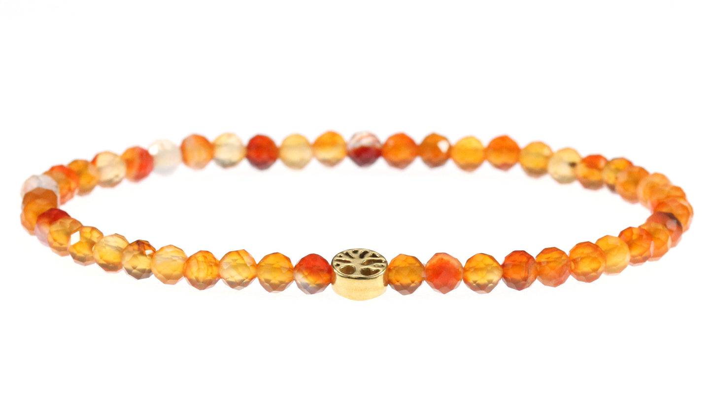 Karneol Edelstein Armband 4mm mit Lebensbaum