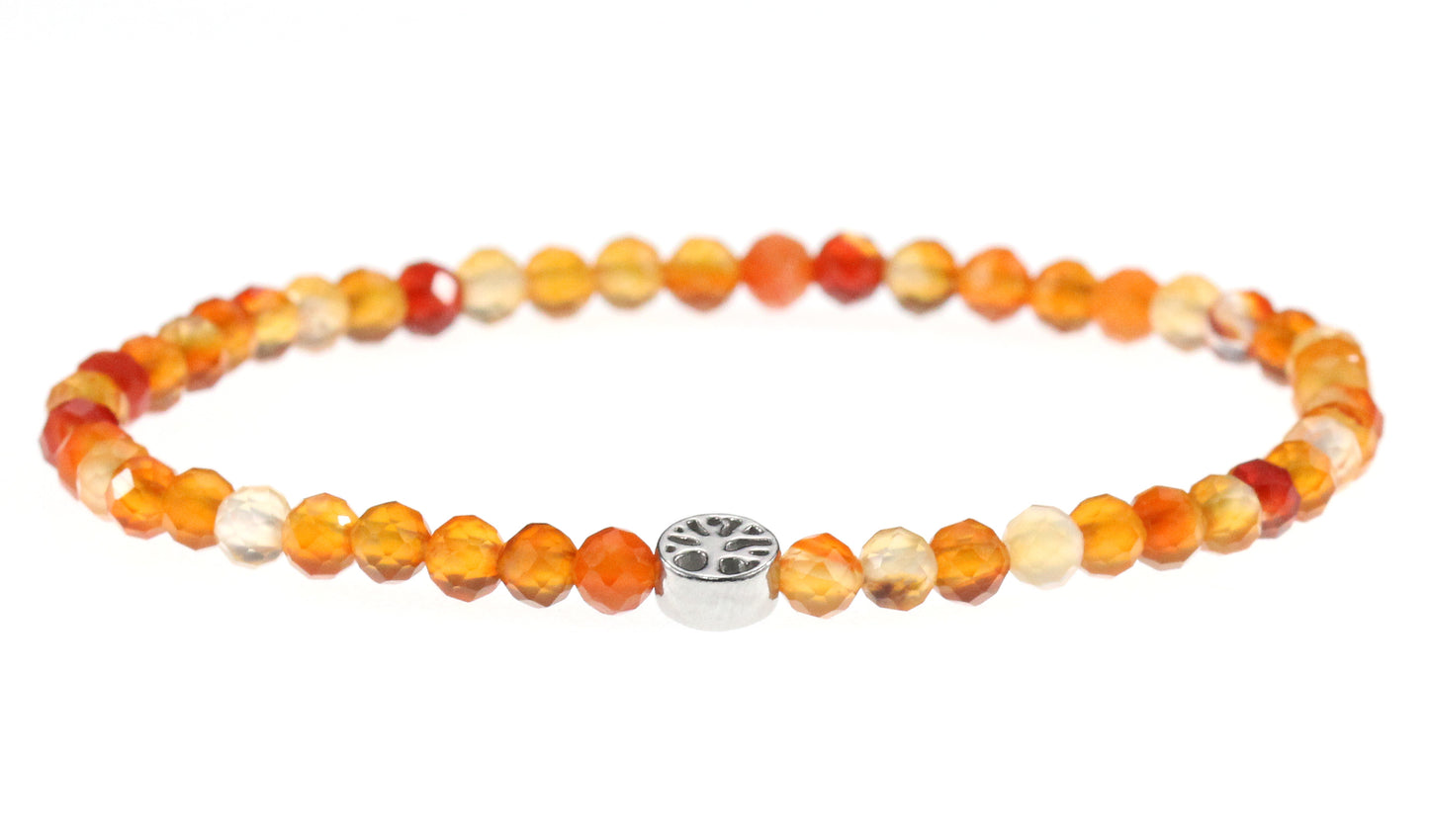 Karneol Edelstein Armband 4mm mit Lebensbaum