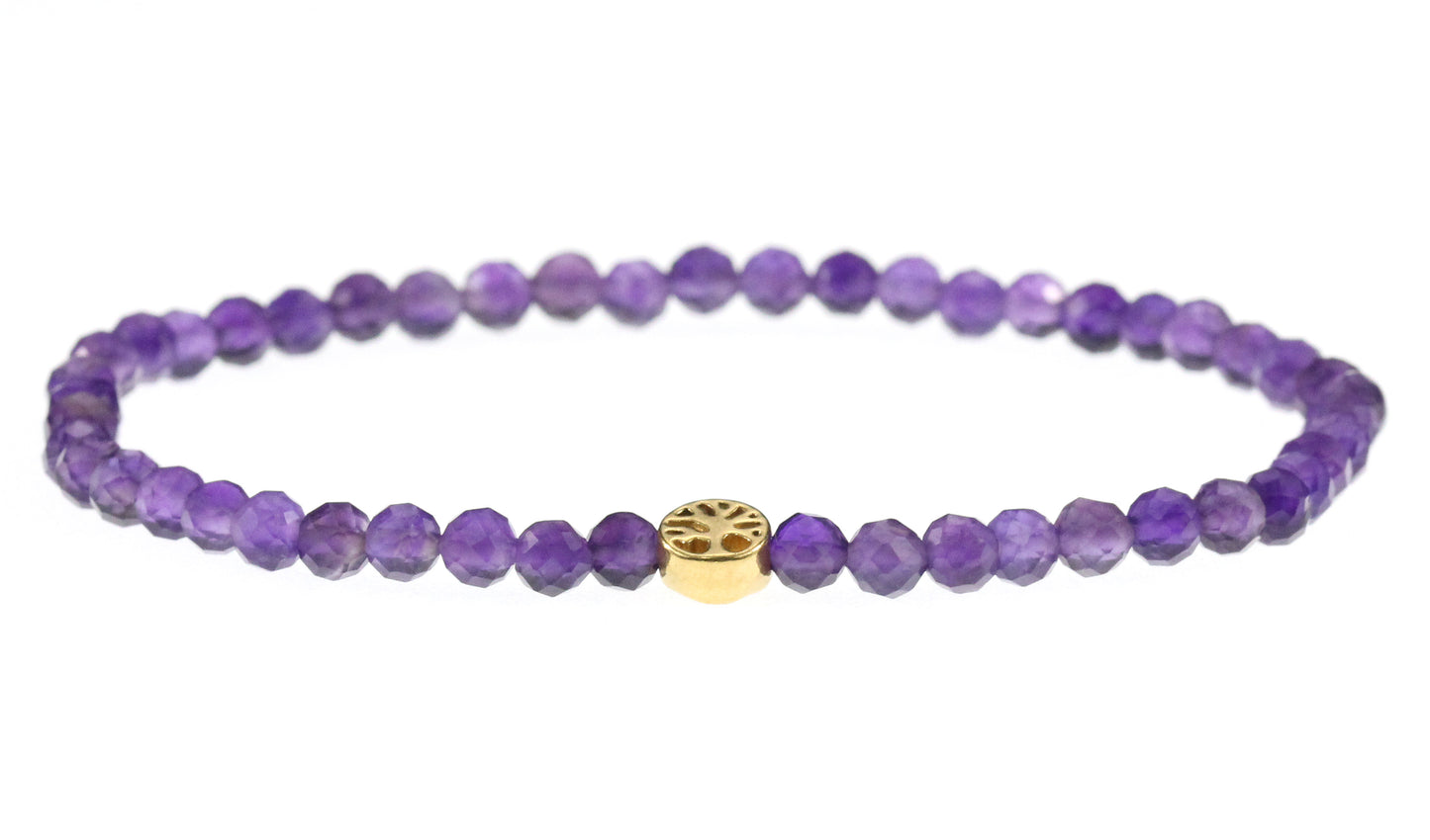 Amethyst Edelstein Armband 4mm mit Lebensbaum