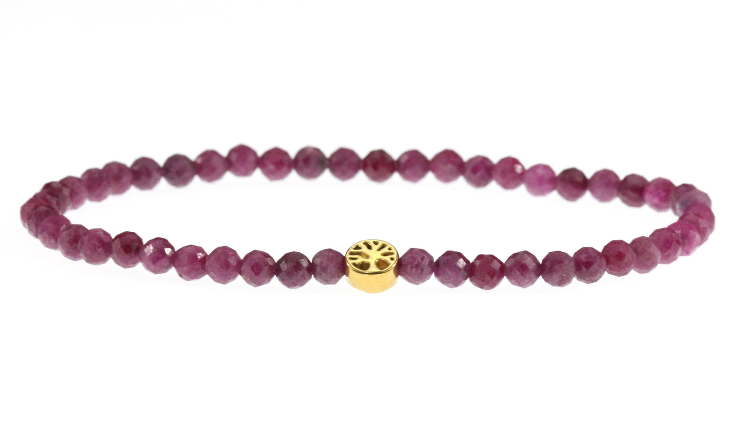 Rubin Edelstein Armband 4mm mit Lebensbaum