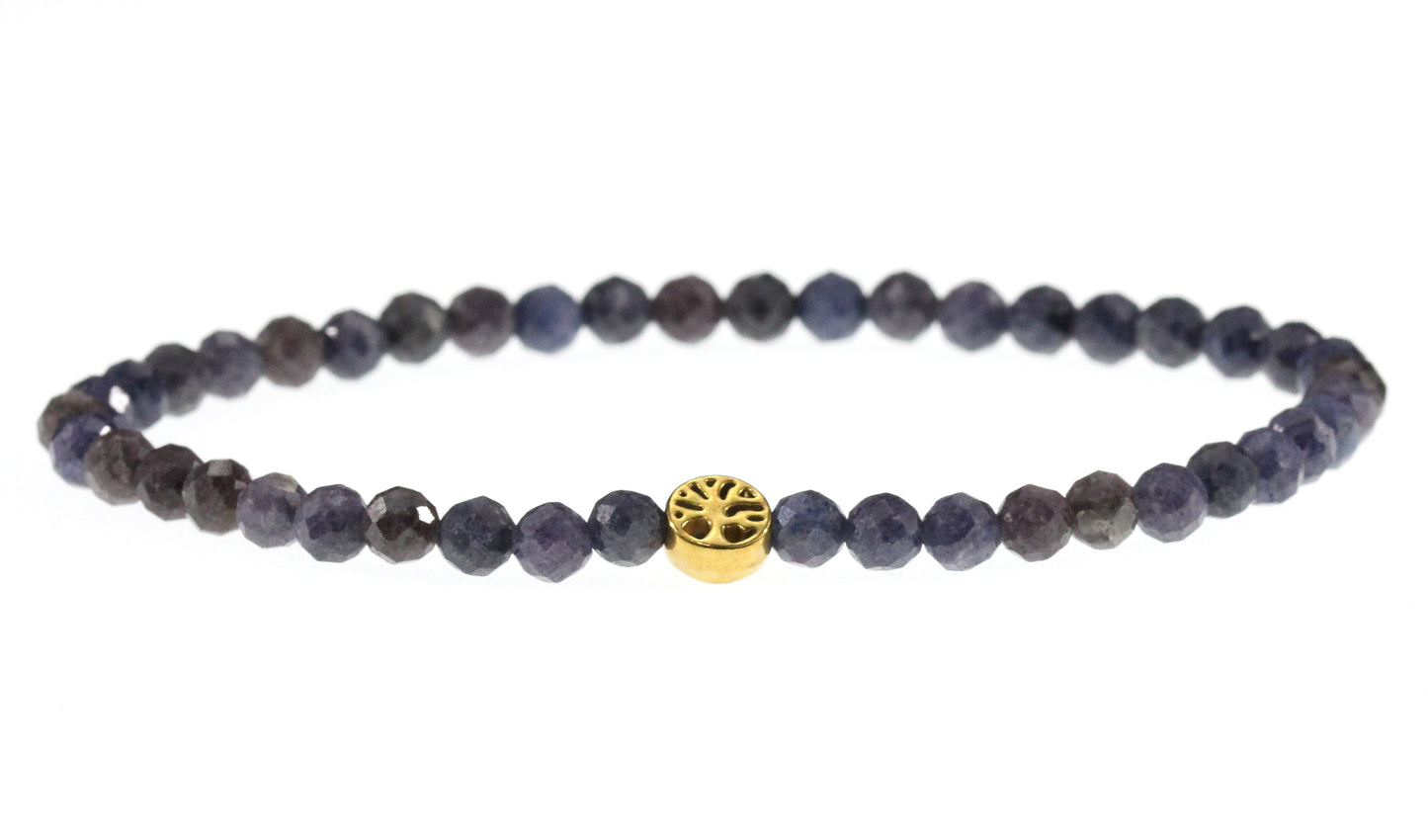 Saphir Edelstein Armband 4mm mit Lebensbaum