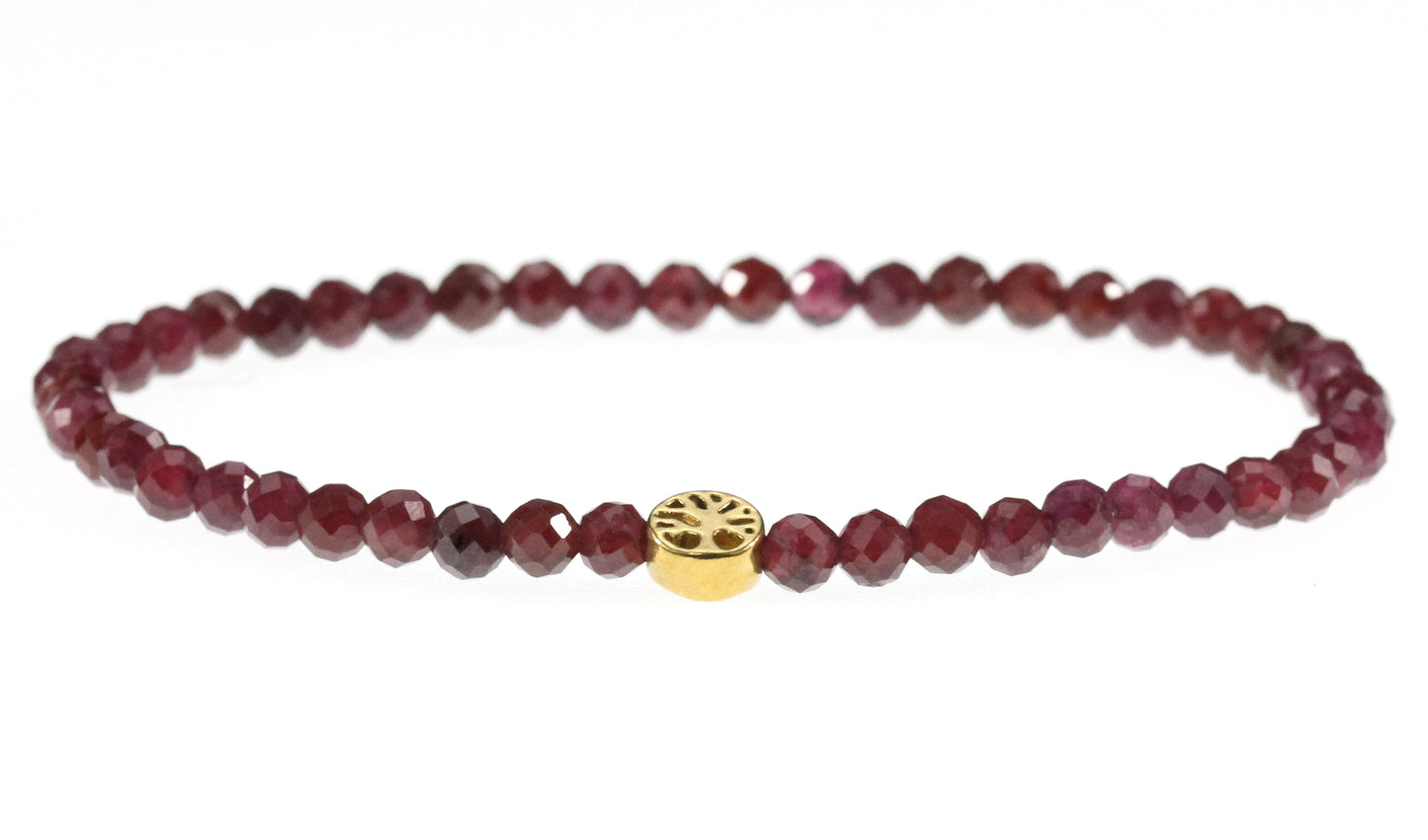 Granat Edelstein Armband 4mm mit Lebensbaum