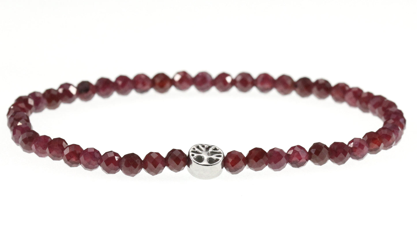 Granat Edelstein Armband 4mm mit Lebensbaum