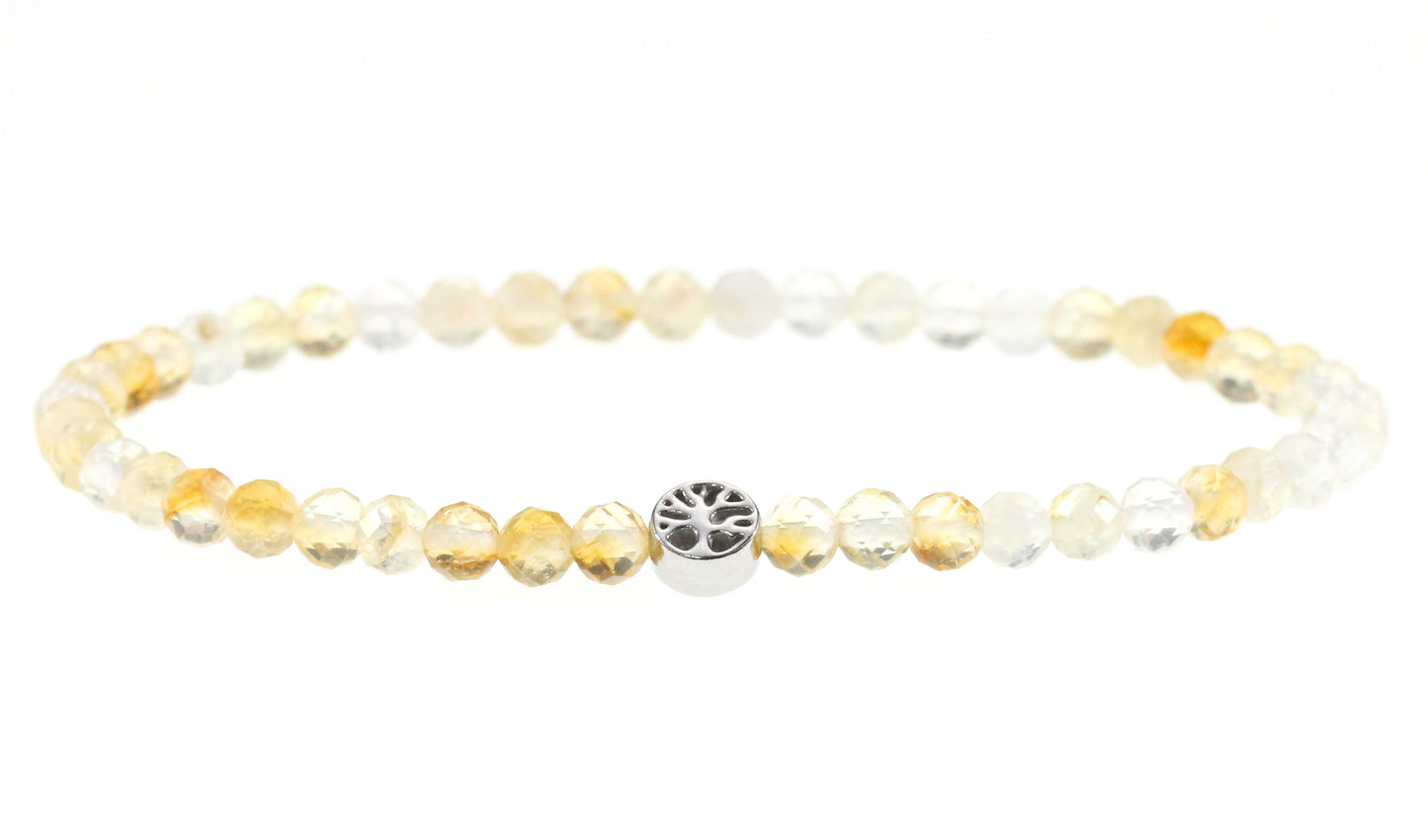 Citrin Edelstein Armband 4mm mit Lebensbaum