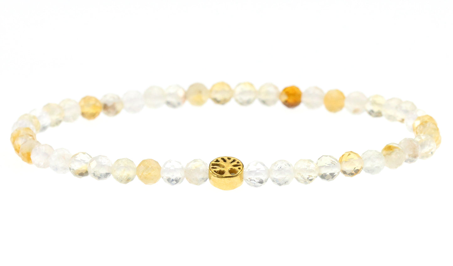 Citrin Edelstein Armband 4mm mit Lebensbaum