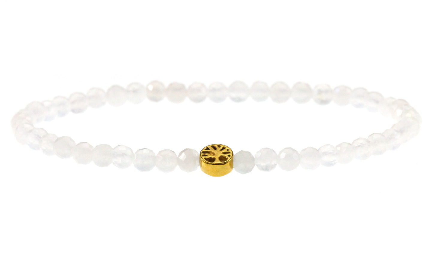 Mondstein Edelstein Armband 4mm mit Lebensbaum