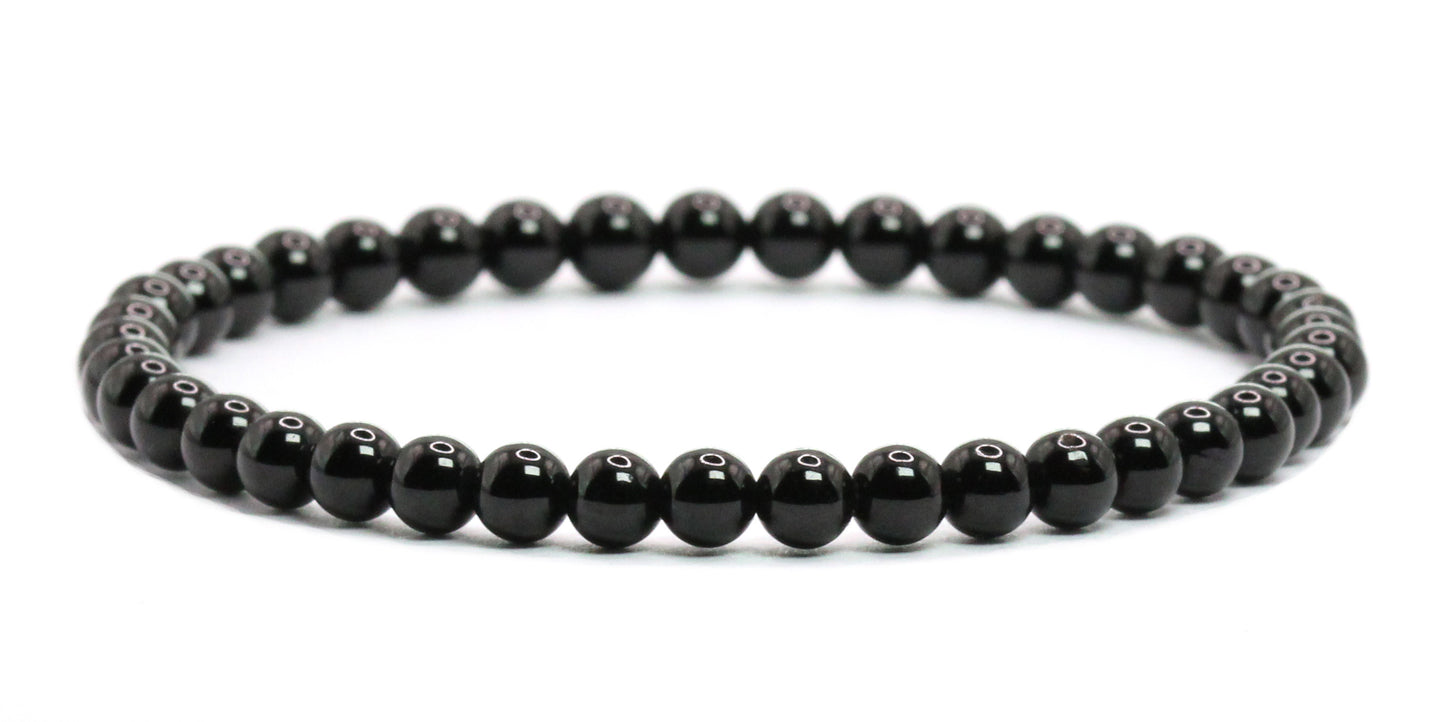 Echtes Schwarzer Turmalin Edelstein Armband 4mm