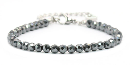 Hämatit Edelstein Armband 4mm facettiert - Länge verstellbar 16-21cm