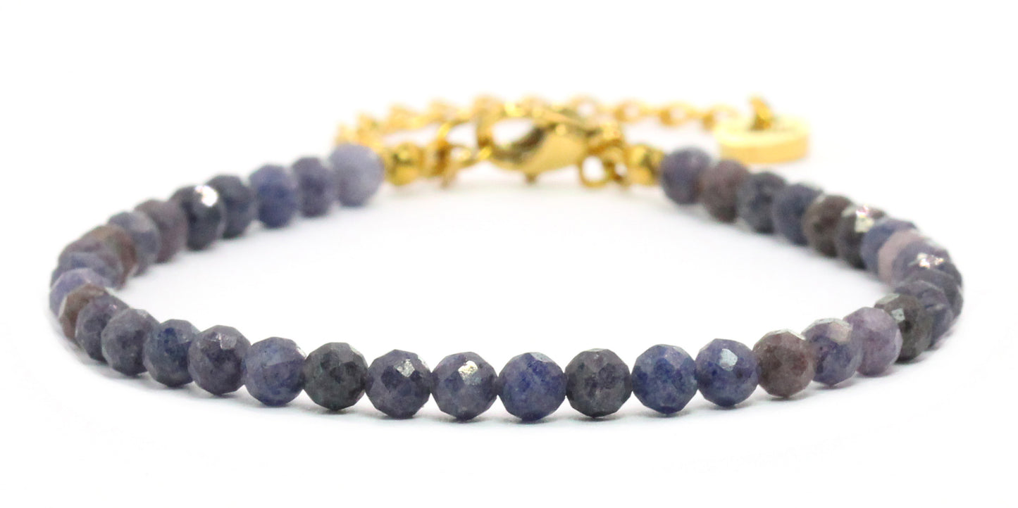 Saphir Edelstein Armband 4mm facettiert - Länge verstellbar 16-21cm
