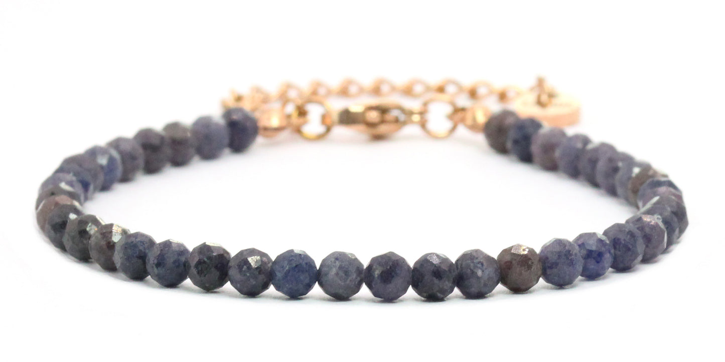 Saphir Edelstein Armband 4mm facettiert - Länge verstellbar 16-21cm