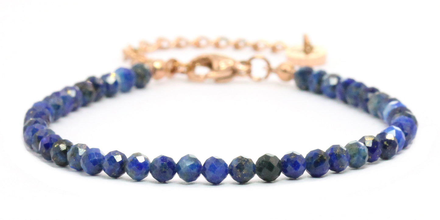 Lapislazuli Edelstein Armband 4mm facettiert - Länge verstellbar 16-21cm
