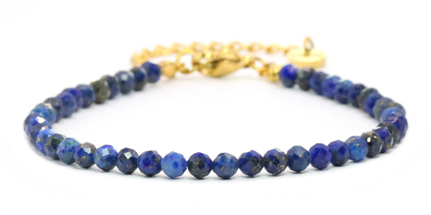 Lapislazuli Edelstein Armband 4mm facettiert - Länge verstellbar 16-21cm