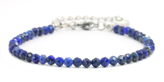 Lapislazuli Edelstein Armband 4mm facettiert - Länge verstellbar 16-21cm