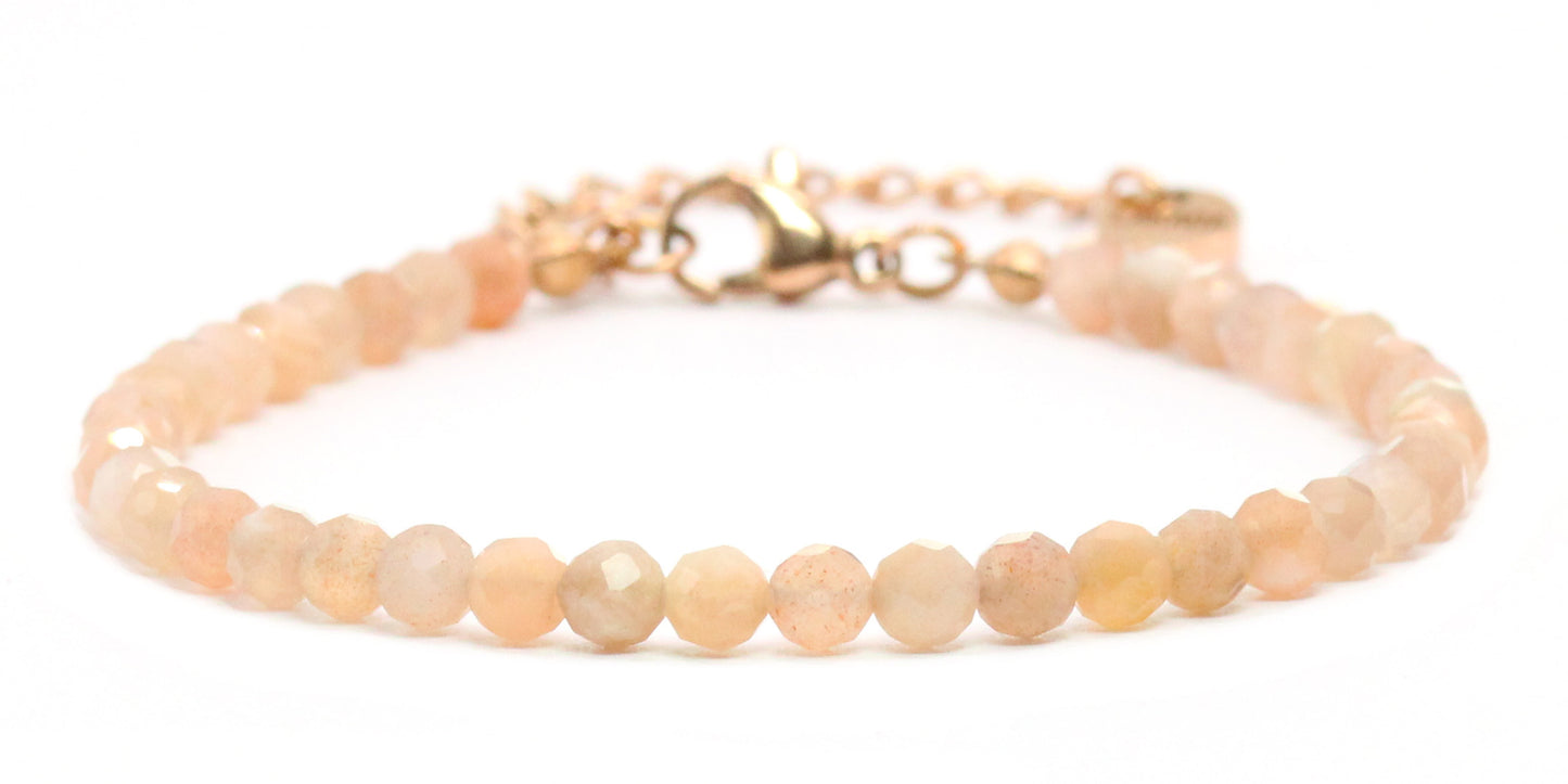 Sonnenstein Edelstein Armband 4mm facettiert - Länge verstellbar 16-21cm