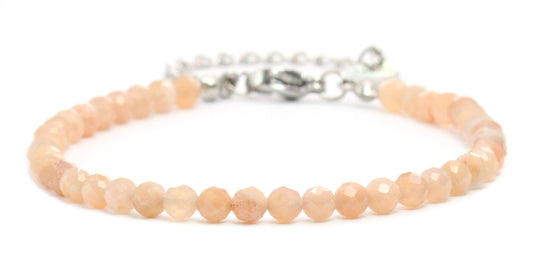 Sonnenstein Edelstein Armband 4mm facettiert - Länge verstellbar 16-21cm