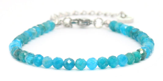 Apatit Edelstein Armband 4mm facettiert - Länge verstellbar 16-21cm