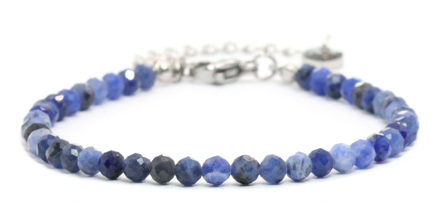 Sodalith Edelstein Armband 4mm facettiert - Länge verstellbar 16-21cm