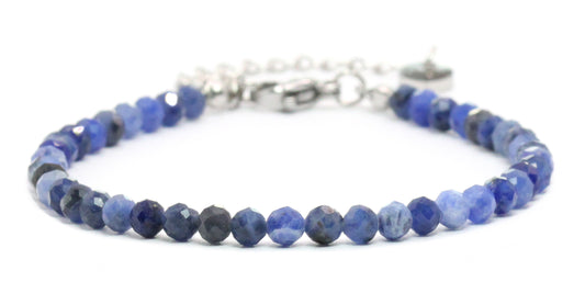 Sodalith Edelstein Armband 4mm facettiert - Länge verstellbar 16-21cm