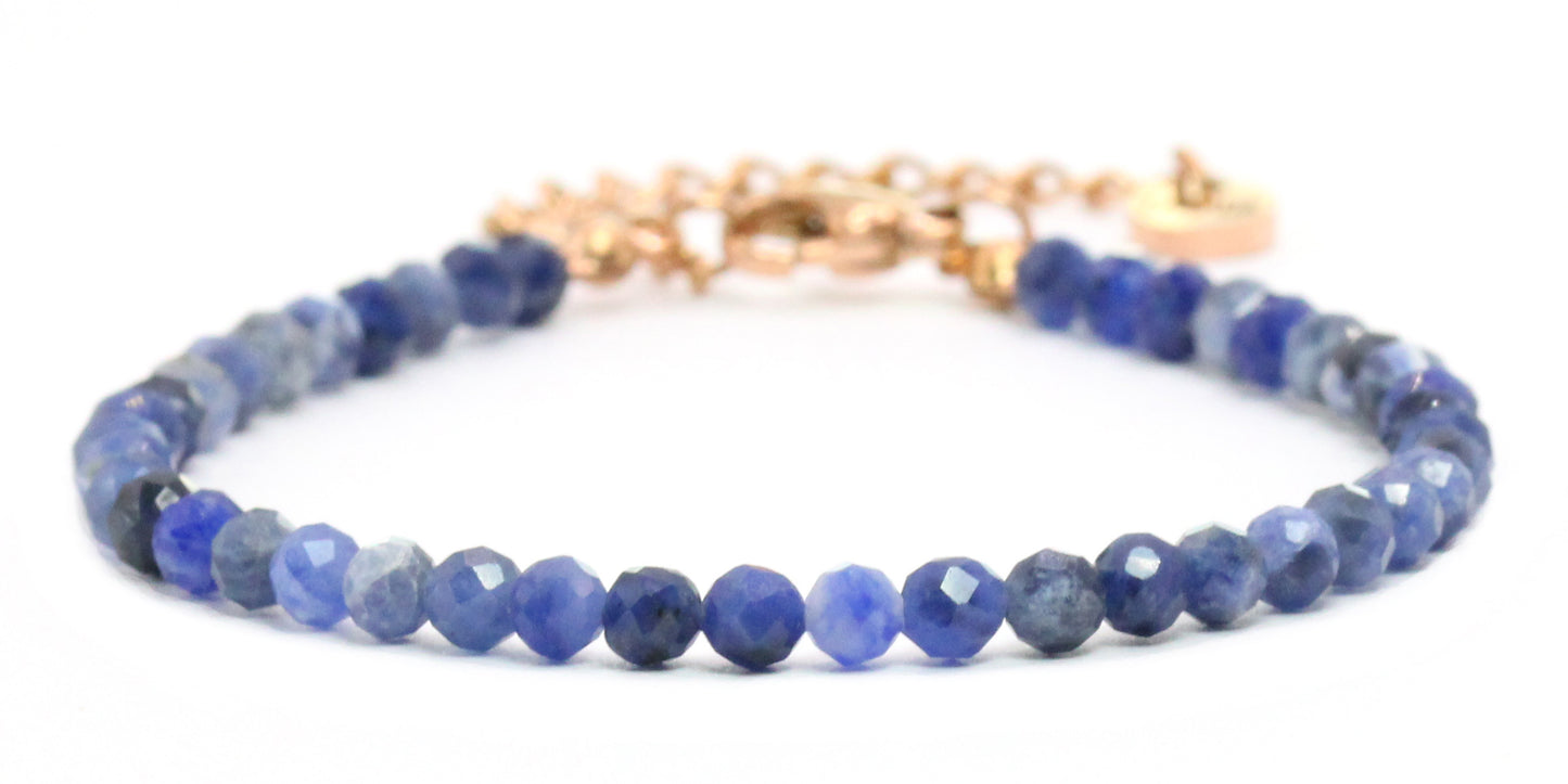 Sodalith Edelstein Armband 4mm facettiert - Länge verstellbar 16-21cm