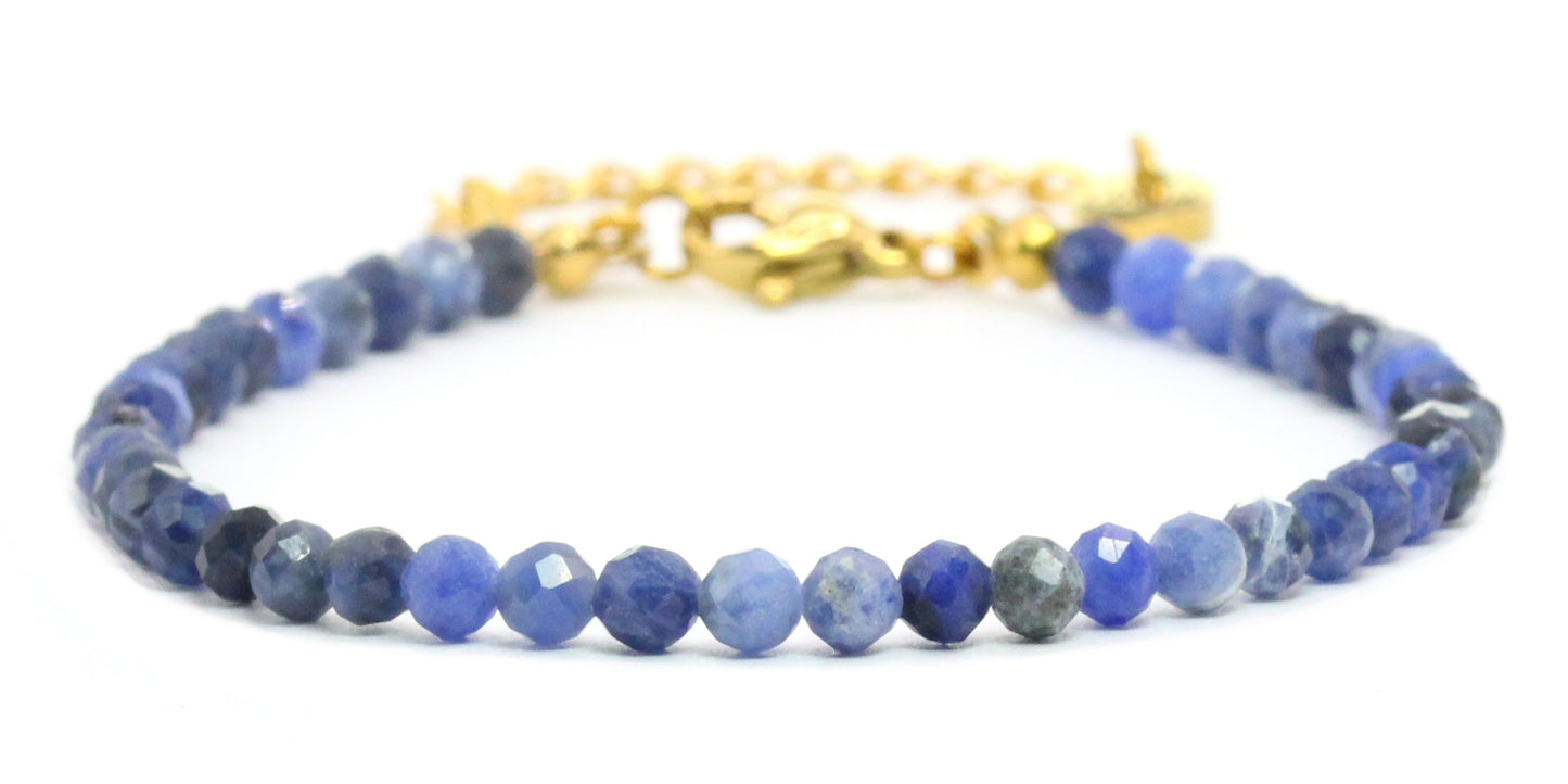 Sodalith Edelstein Armband 4mm facettiert - Länge verstellbar 16-21cm