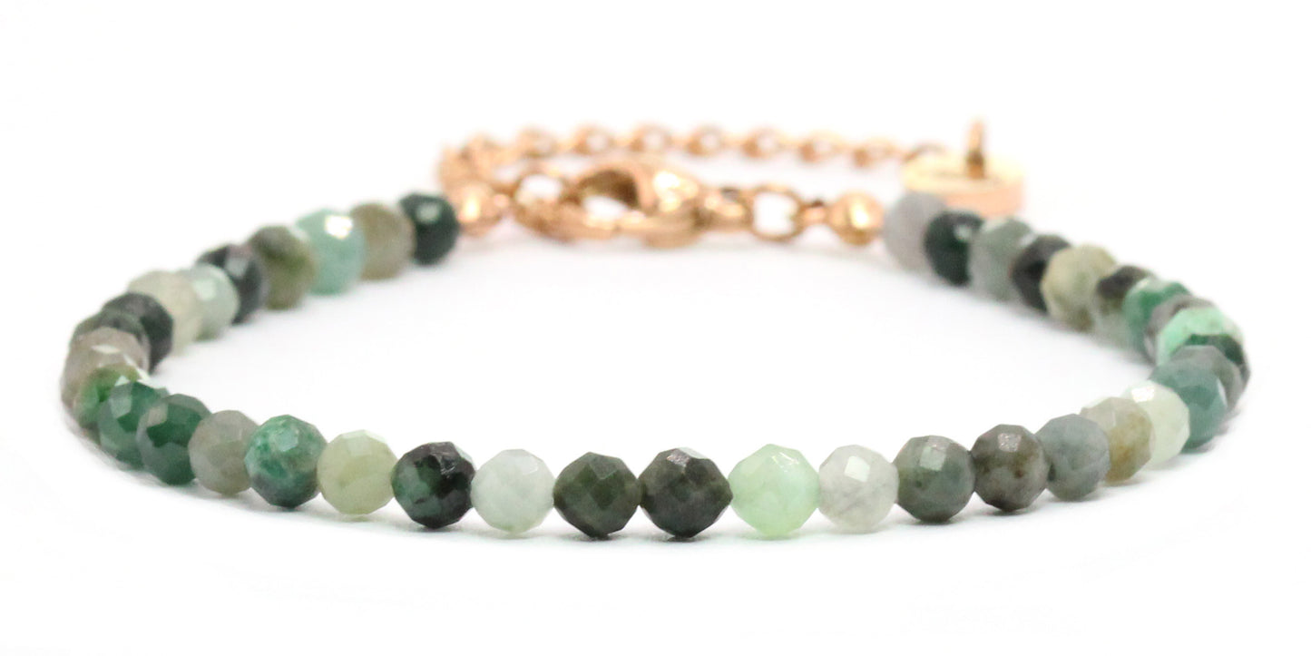 Smaragd Edelstein Armband 4mm facettiert - Länge verstellbar 16-21cm