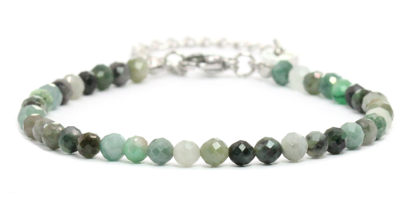 Smaragd Edelstein Armband 4mm facettiert - Länge verstellbar 16-21cm