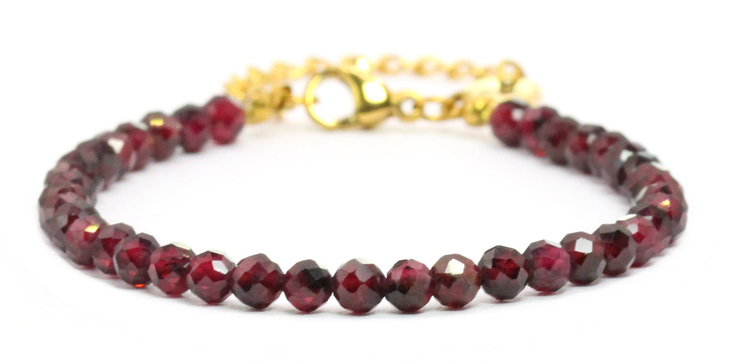 Granat Edelstein Armband 4mm facettiert - Länge verstellbar 16-21cm