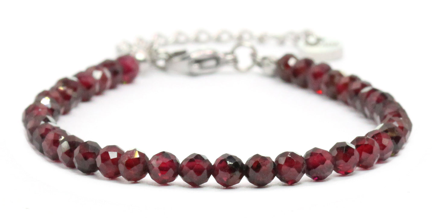 Granat Edelstein Armband 4mm facettiert - Länge verstellbar 16-21cm