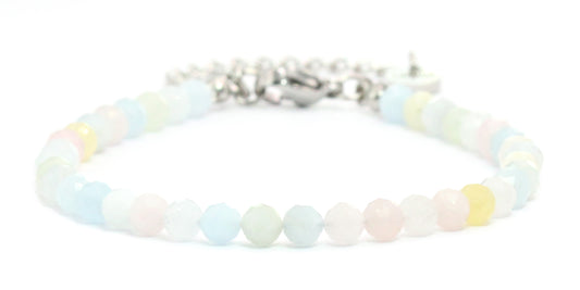 Morganit Edelstein Armband 4mm facettiert - Länge verstellbar 16-21cm